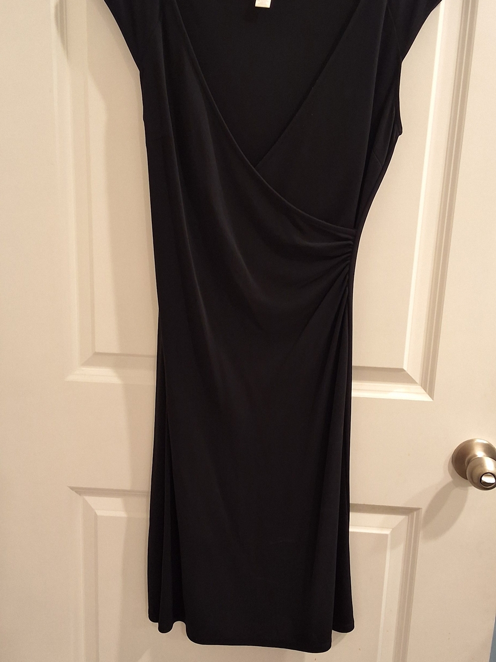 Taylor Black Faux-Wrap Midi Dress
